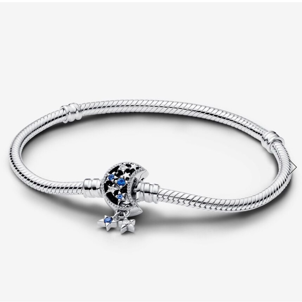 NEW Pandora Moments Sparkling Moon Clasp Snake Chain Bracelet